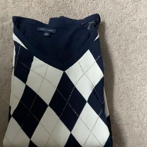 Womens argyle navy and cream lightweight sweater